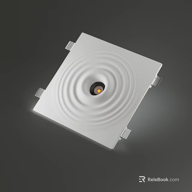 White Square Downlight Spotlight With Wavy Pattern And LED Illumination Design 3d model