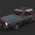 Rusty Old Modified Car With Roof Rack And Front Bumper Details