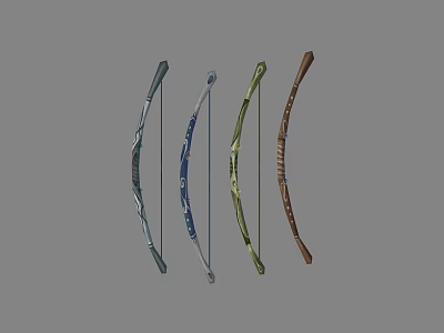 Different Traditional Bows As Weapons With Various Color And Design Elements 3d model