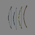 Different Traditional Bows As Weapons With Various Color And Design Elements