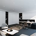 Modern Office Interior With Desk Chairs Plants And Large Windows 3d model