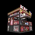 KFC Fast Food Kiosk With Coffee Cups Drinks Menu And Decorations