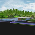 Luxury Entrance Gate Surrounded by Lush Green Trees and Water Feature With Modern Design