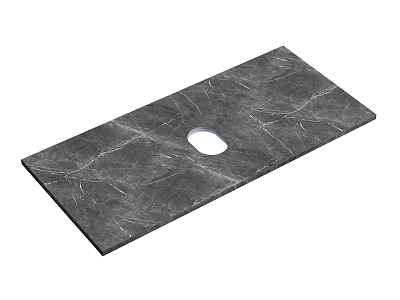 Modern Wall Decor With Gray Marble Texture Rectangular Shape And Circular Hole 3d model