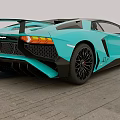 Blue Sports Car With Rear Spoiler Black Wheels And Modern Exterior Design