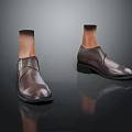 Men's Brown Leather Dress Shoes With Classic Slip On Design And Metal Buckle