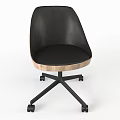 Office Chairs Upholstered In Multiple Colors With Wooden Details And Wheeled Base