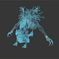 Mythical Character With Black Tree Like Structure Golden Claws Green Accents And Small Dragon Creature