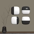 Four Square Black And White Fabric Wall Hangings For Modern Minimalist Interior Decoration
