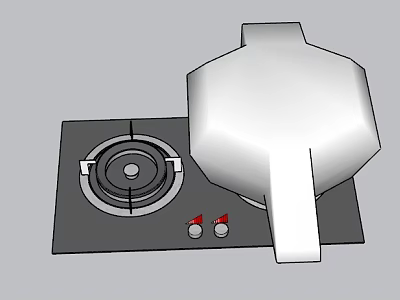 Essential Kitchen Appliances Including Gas Stove And Kettle On Stovetop 3d model