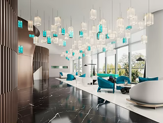 Modern Reception Area Sales Office Sales Center Marketing Center Negotiation Area Rest Area Water Bar Area Front Desk Club Center 3d model