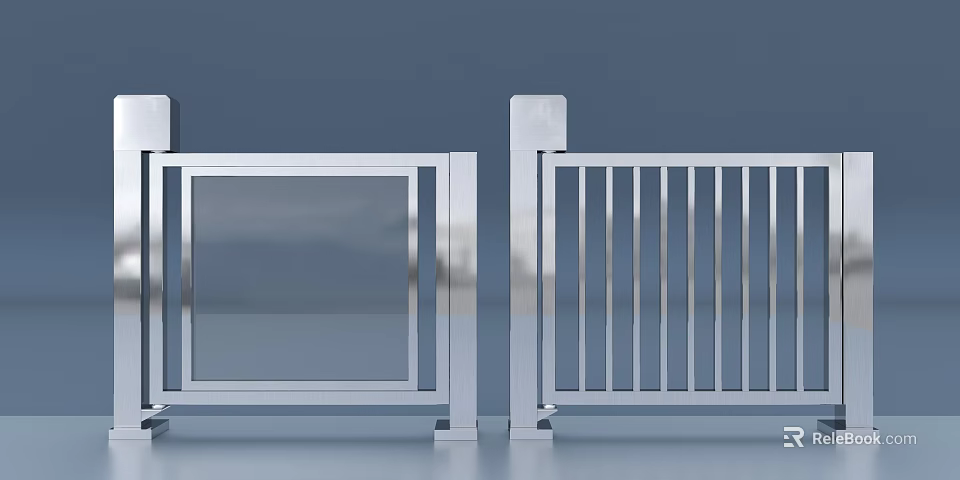 Modern Stainless Steel Gates With Panel And Slat Design Exterior Structure 3d model 