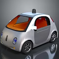 Small Silver Modern Car With Black Roof Device And Orange Interior Seats 3d model