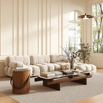 French Middle Ages Sofa Coffee Table Carpet Casual Stool Fabric Sofa 3d model