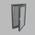 Gray Aluminum Casement Window With Clear Glass Panel And Handle Design