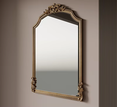 Ornate Gold Framed Mirror With Intricate Carvings For Home Wall Decor 3d model