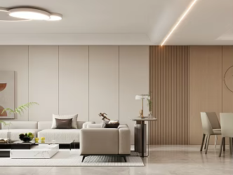 Light Luxury Living Room Dining Room 3d model