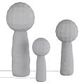 Three Modern Table Lamps With Spherical Shades And Textured Ceramic Bases 3d model