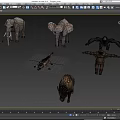 Reptile Crocodile Surrounded By Various Wild Animals Such As Elephants Gorillas