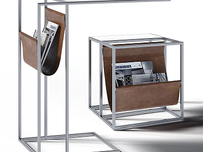 Elegant Modern Tea Table And Chairs Set With Metal Frame And Leather Details 3d model