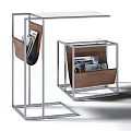 Elegant Modern Tea Table And Chairs Set With Metal Frame And Leather Details