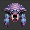 Game and Movie Character 3D Model With Vibrant Purple Blue Shell Top And Clawed Legs