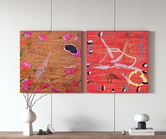 Modern abstract painting hanging painting decorative painting 3d model