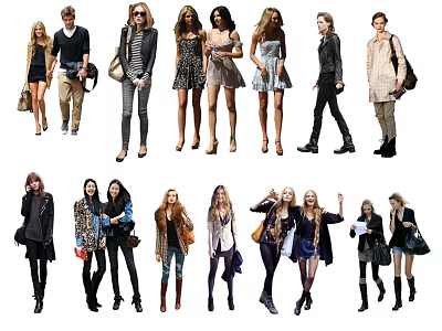 Group of People Showcasing Various Fashion Styles 3d model