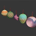 Christmas Ornaments With Various Designs Colors And Textures On Dark Background