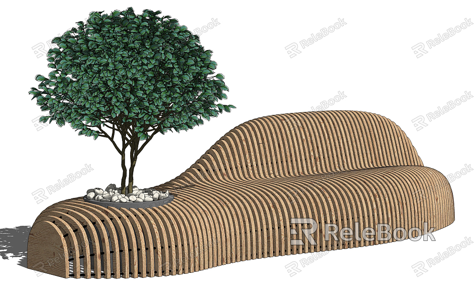 Modern Outdoor Chair Outdoor Shaped Public Seat Landscape Tree model