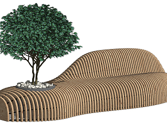 Modern Outdoor Chair Outdoor Shaped Public Seat Landscape Tree 3d model