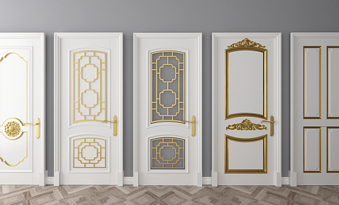 European-style swing wooden door 3d model