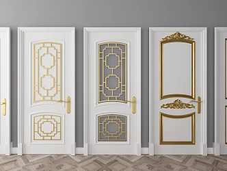 European-style swing wooden door 3d model
