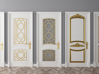 European-style swing wooden door 3d model