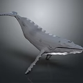 Silver Whale Model In Leaping Pose With Fins And Tail On Gray Background 3D Rendered