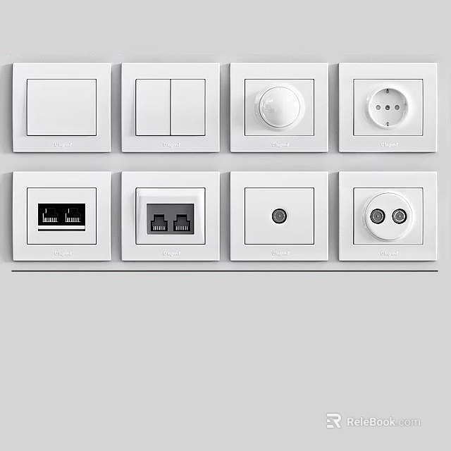 White Modern Switch Panels With Various Interfaces 3d model 