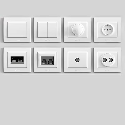 White Modern Switch Panels With Various Interfaces 3d model
