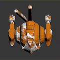 Orange Mechanical Dinosaur Game Movie Character With Long Neck Translucent Parts