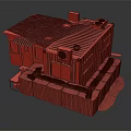 Temporary Container Building Surrounded By Sandbags And Wooden Crates With Roof Equipment