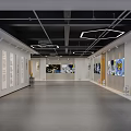 Contemporary Art Exhibition Hall Interior With Wall Artworks And Modern Ceiling Lights