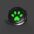 Black Ring With Green Paw Print Stylish Unique Jewelry Design Piece