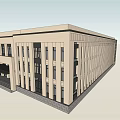 Modern Office Building Exterior Design With Large Windows And Front Steps