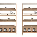 Wooden Chinese Display Shelves With Multi Tiered Open Shelves And Storage Compartments