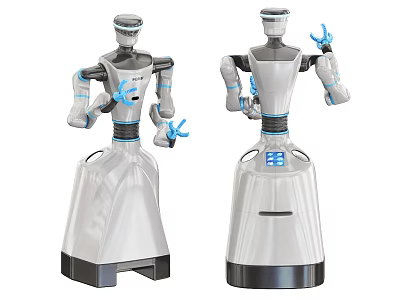 Industrial Robots With White Gray Body And Blue Mechanical Arms For Automated Tasks 3d model