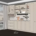 Modern White Wine Cabinet With Glass Display Doors Built in Lighting And Wine Storage