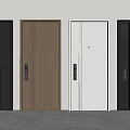 Modern Security Doors In Multiple Colors With Different Panel Designs And Door Locks 3d model