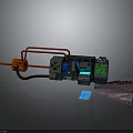 Tactical Weapon With Orange Barrel Control Panel Green Screen And Warning Sign 3d model