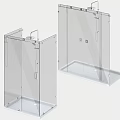 Shower Sauna Glass Enclosures With Stainless Steel Round Fittings Square Panels And Hardware