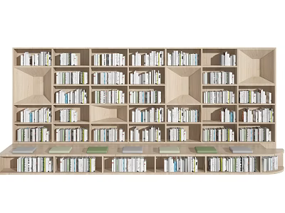 Modern Wooden Bookshelf With Multiple Open Shelves And Book Storage Compartments 3d model