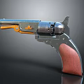Vintage Revolver With Metal Cylinder Wooden Grip Silver Brown Finish Classic Design On Black Background